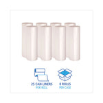 High-Density Can Liners, 60 gal, 14 mic, 38" x 58", Natural, 25 Bags/Roll, 8 Rolls/Carton