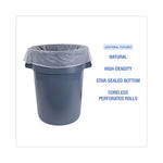 High-Density Can Liners, 60 gal, 14 mic, 38" x 58", Natural, 25 Bags/Roll, 8 Rolls/Carton