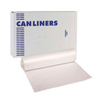 High-Density Can Liners, 45 gal, 13 mic, 40" x 46", Natural, 25 Bags/Roll, 10 Rolls/Carton