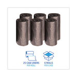 High-Density Can Liners, 45 gal, 19 mic, 40" x 46", Black, 25 Bags/Roll, 6 Rolls/Carton