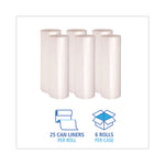 High-Density Can Liners, 56 gal, 19 mic, 43" x 47", Natural, 25 Bags/Roll, 6 Rolls/Carton