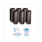 High-Density Can Liners, 56 gal, 19 mic, 43" x 47", Black, 25 Bags/Roll, 6 Rolls/Carton