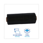 Industrial Drum Liners Rolls, 60 gal, 2.7 mil, 38 x 63, Black, 1 Roll of 50 Bags