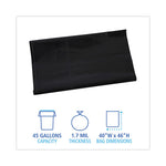 Linear Low Density Industrial Can Liners, 45 gal, 1.7 mil, 40 x 46, Black, 100/Carton