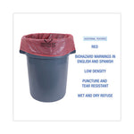 Linear Low Density Health Care Trash Can Liners, 45 gal, 1.3 mil, 40 x 46, Red, 100/Carton