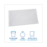 Linear Low Density Industrial Can Liners, 45 gal, 0.9 mil, 40 x 46, White, 100/Carton