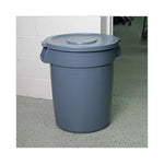 Lids for 32 gal Waste Receptacle, Flat-Top, Round, Plastic, Gray