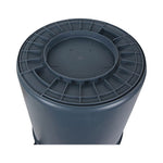 Round Waste Receptacle, 44 gal, Plastic, Gray