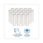 Linear Low Density Can Liners, 30 gal, 0.62 mil, 30" x 36", White, 10 Bags/Roll, 20 Rolls/Carton