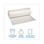 Low-Density Waste Can Liners, 33 gal, 0.6 mil, 33 x 39, White, 25 Bags/Roll, 6 Rolls/Carton