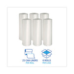 Low-Density Waste Can Liners, 33 gal, 0.6 mil, 33 x 39, White, 25 Bags/Roll, 6 Rolls/Carton