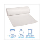 Linear Low Density Can Liners, 55 gal, 0.63 mil, 38" x 58", White, 10 Bags/Roll, 10 Rolls/Carton