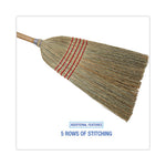 Parlor Broom, Corn Fiber Bristles, 55" Overall Length, Natural, 12/Carton