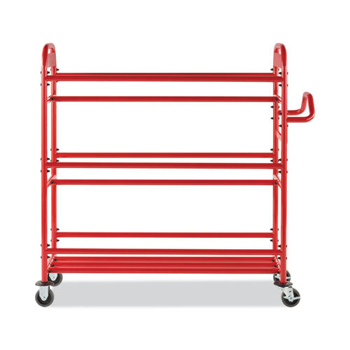 Tote Picking Cart, Metal, 3 Shelves, 450 lb Capacity, 57" x 18.5" x 55", Red