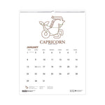 Recycled Zodiac Wall Calendar, Zodiac Artwork, 14 x 11, White/Multicolor Sheets, 12-Month (Jan to Dec): 2024