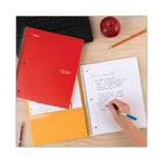 Wirebound Notebook, 1-Subject, Wide/Legal Rule, Randomly Assorted Cover Color, (100) 10.5 x 8 Sheets, 6/Pack