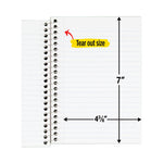 Wirebound Notebook with Two Pockets, 1-Subject, Medium/College Rule, Randomly Assorted Cover Color, (100) 7 x 4.38 Sheets