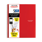 Wirebound Notebook with Eight Pockets, 5-Subject, Medium/College Rule, Randomly Assorted Cover Color, (200) 11 x 8.5 Sheets