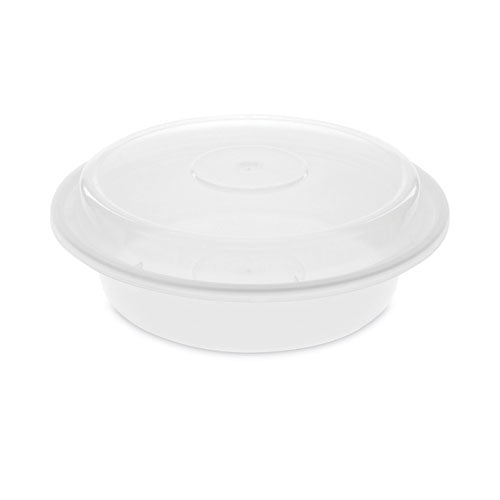 Newspring VERSAtainer Microwavable Containers, 24 oz, 7 x 7 x 2.38, White/Clear, Plastic, 150/Carton