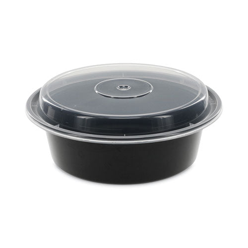 Newspring VERSAtainer Microwavable Containers, 32 oz, 7 Diameter x 2 h, Black/Clear, Plastic, 150/Carton