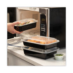 Newspring VERSAtainer Microwavable Containers, 38 oz, 6 x 8.5 x 2, Black/Clear, Plastic, 150/Carton