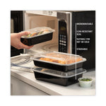 Newspring VERSAtainer Microwavable Containers, 38 oz, 6 x 8.5 x 2, Black/Clear, Plastic, 150/Carton