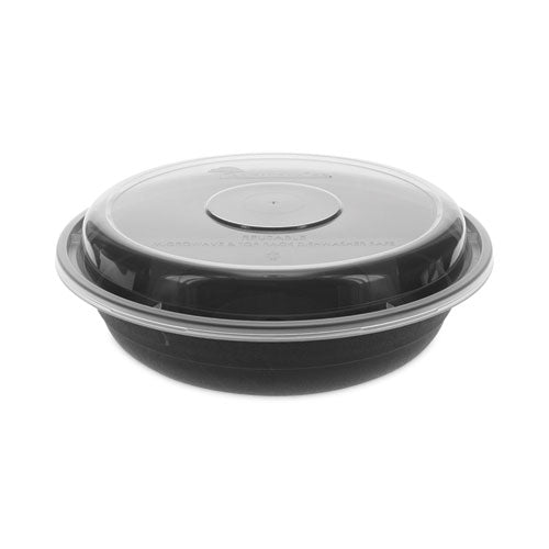 EarthChoice Versa2Go Microwaveable Container, 22 oz, 6.8 x 6.8 x 1.8, Black/Clear, Plastic, 150/Carton