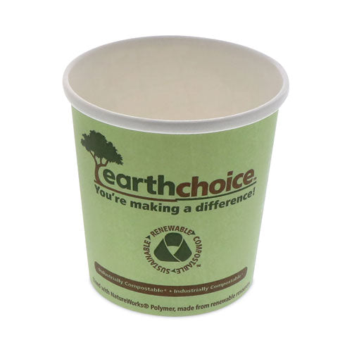 EarthChoice Compostable Soup Cup Large, 16 oz, 3.63" Diameter x 3.88"h, Green, Paper, 500/Carton