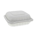 EarthChoice SmartLock Microwavable MFPP Hinged Lid Container, 3-Compartment, 8.31 x 8.35 x 3.1, White, Plastic, 200/Carton