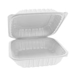 EarthChoice Vented Microwavable MFPP Hinged Lid Container, 8.5 x 8.5 x 3.1, White, Plastic, 146/Carton