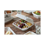 EarthChoice Vented Microwavable MFPP Hinged Lid Container, 3-Compartment, 8.5 x 8.5 x 3.1, White, Plastic, 146/Carton