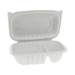 EarthChoice Vented Microwavable MFPP Hinged Lid Container, 2-Compartment, 9 x 6 x 3.1, White, Plastic, 170/Carton