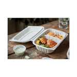 EarthChoice Vented Microwavable MFPP Hinged Lid Container, 2-Compartment, 9 x 6 x 3.1, White, Plastic, 170/Carton