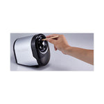 QuietSharp Glow Classroom Electric Pencil Sharpener, AC-Powered, 6.13 x 10.69 x 9, Silver/Black