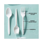 Fieldware Cutlery, Fork, Mediumweight, White, 1,000/Carton