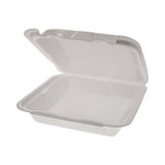 Foam Hinged Lid Container, Dual Tab Lock Happy Face, 8 x 7.75 x 2.25, White, 200/Carton