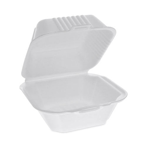 SmartLock Foam Hinged Lid Container, Sandwich, 5.75 x 5.75 x 3.25, White, 504/Carton