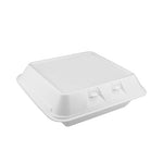 SmartLock Foam Hinged Lid Container, Large, 3-Compartment, 9 x 9.25 x 3.25, White, 150/Carton