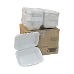 EarthChoice Bagasse Hinged Lid Container, Dual Tab Lock, 9.1 x 6.1 x 3.3, Natural, Sugarcane, 150/Carton