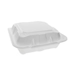 Vented Foam Hinged Lid Container, Dual Tab Lock, 8.42 x 8.15 x 3, White, 150/Carton