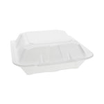 Vented Foam Hinged Lid Container, Dual Tab Lock, 9.13 x 9 x 3.25, White, 150/Carton