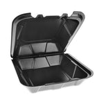 Vented Foam Hinged Lid Container, Dual Tab Lock, 9 x 9 x 3.25, Black, 150/Carton