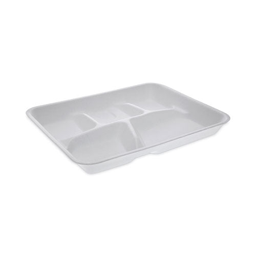 Foam School Trays, 5-Compartment, 8.25 x 10.5 x 1, White, 500/Carton