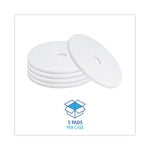 Polishing Floor Pads, 20" Diameter, White, 5/Carton