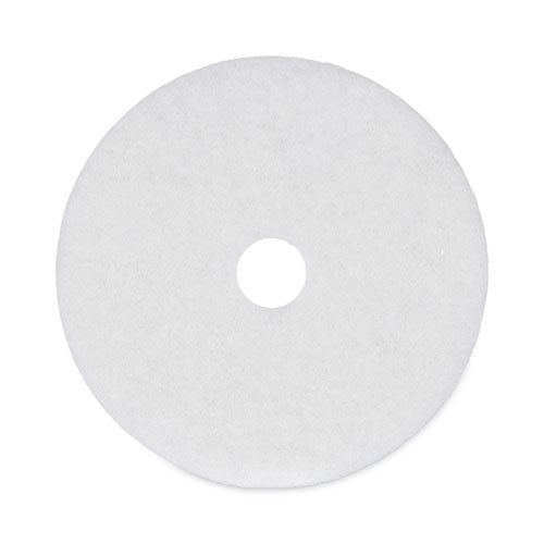 Polishing Floor Pads, 20" Diameter, White, 5/Carton