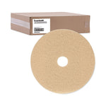 Burnishing Floor Pads, 20" Diameter, Tan, 5/Carton