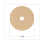 Burnishing Floor Pads, 20" Diameter, Tan, 5/Carton