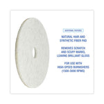 Natural Burnishing Floor Pads, 20" Diameter, White, 5/Carton