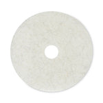 Natural Burnishing Floor Pads, 20" Diameter, White, 5/Carton