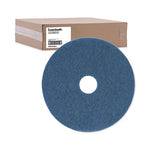 Scrubbing Floor Pads, 20" Diameter, Blue, 5/Carton